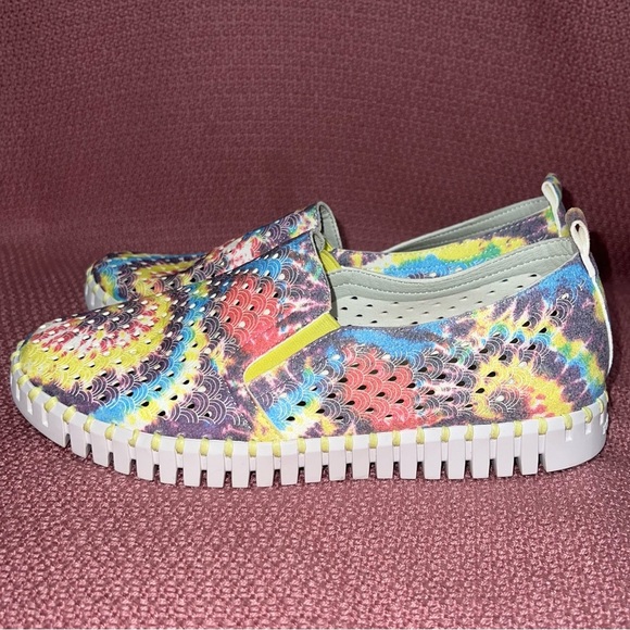 Ilse Jacobsen Tulip 140 Rainbow Tie Dye Double Gore Slip-On Sneaker Size 9 EU 40 - Picture 1 of 7